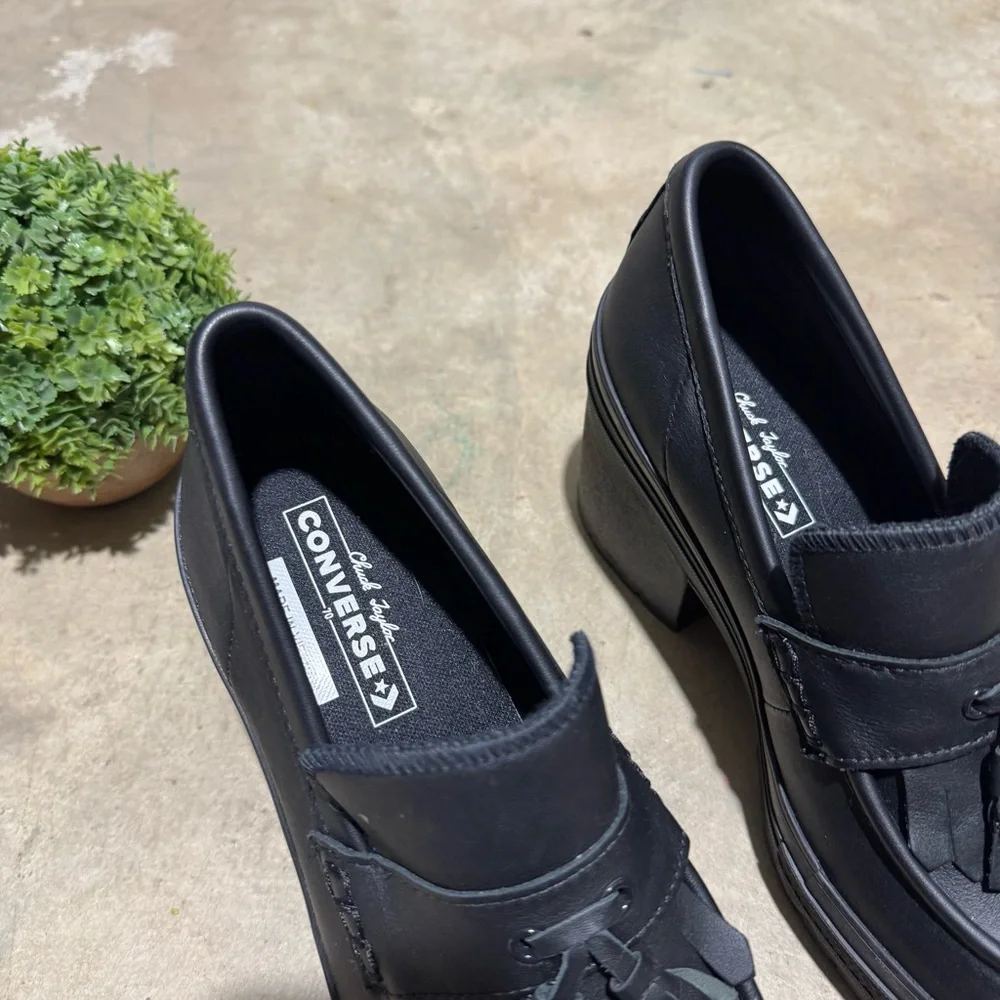 Converse Chuck 70 De Luxe Black Loafers‎ Size 11.5 Chunky Platform Tassel Y2K